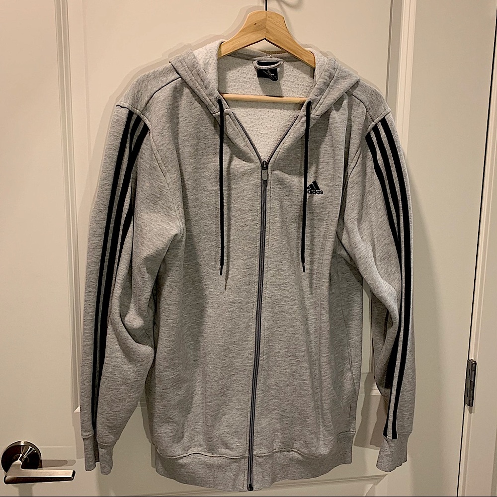 Adidas gray zip hoodie size M